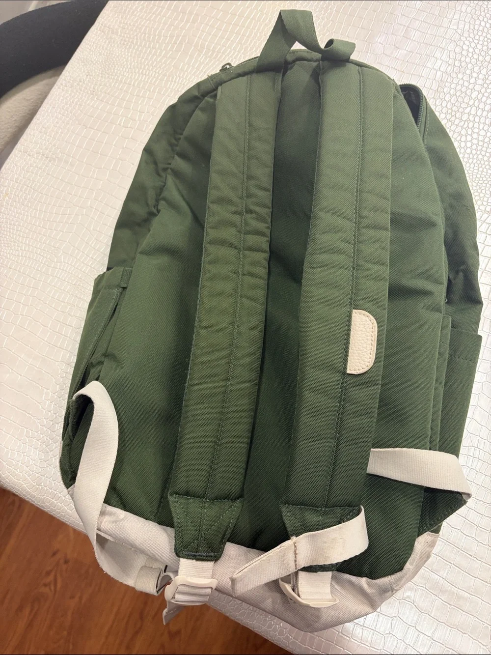 Herschel Supply Company Olive Green Canvas Backpack with Cream Base